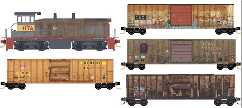 n scale weathered freight cars